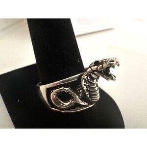 Sterling Silver Cobra Snake Ring - Sz 9